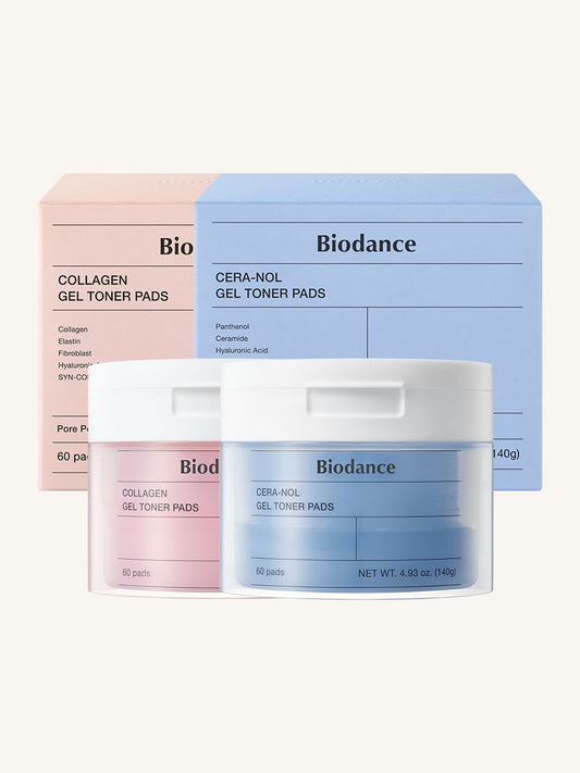 BIODANCE Gel Toner Pad Variety Kit (Collagen 60 EA, Cera-nol 60 EA), 2-pack