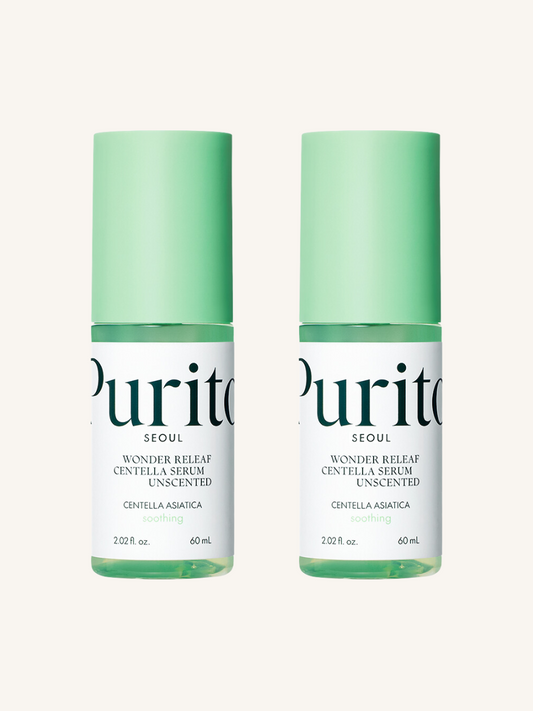 PURITO Wonder Releaf Centella Serum (Unscented) 60mL, 2-pack